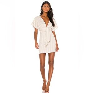 MAJORELLE Harrington Mini Dress in Golden Oat. Size medium.